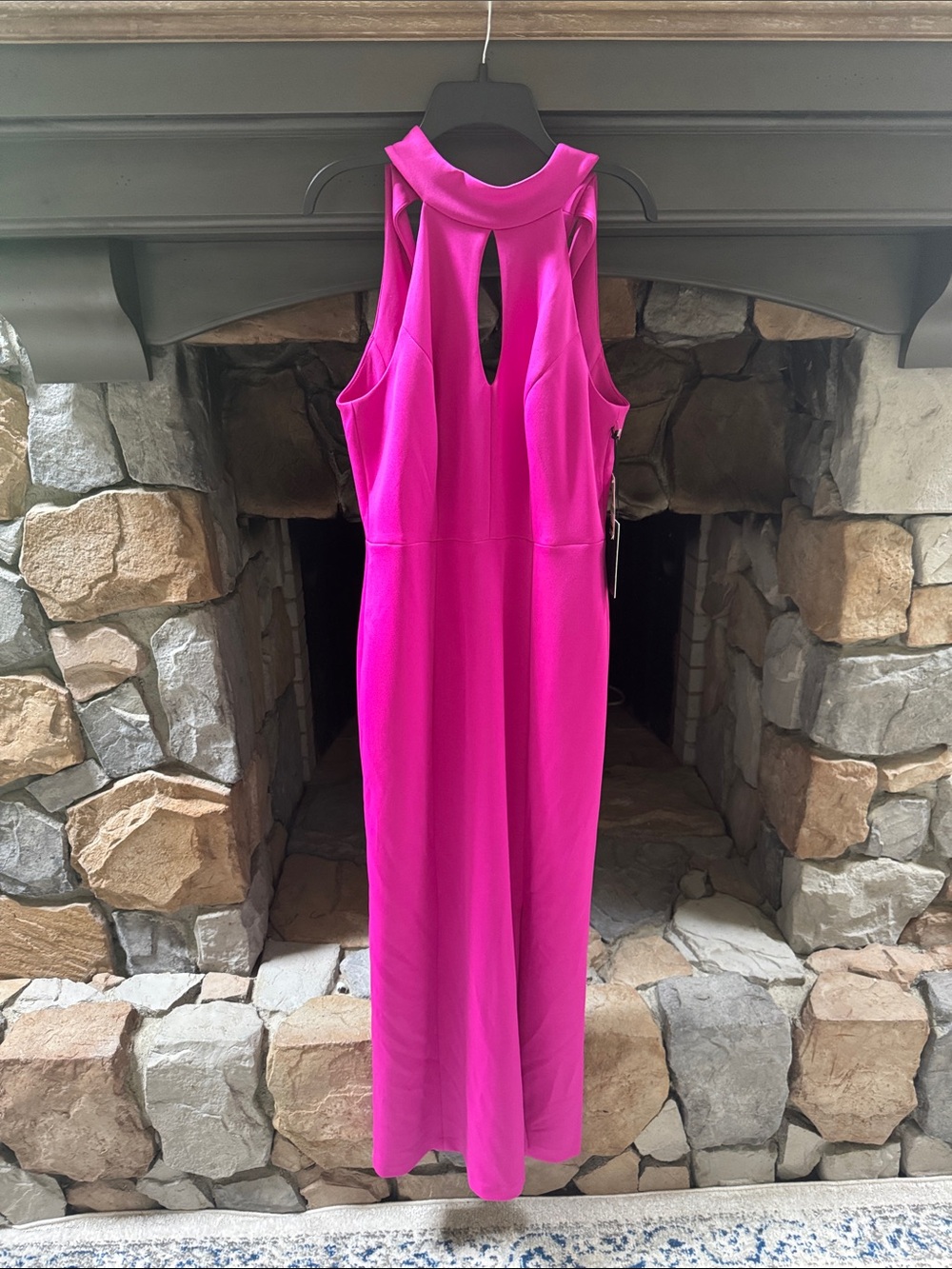 CeCe Fuchsia Halter Maxi Dress with Keyhole Detail